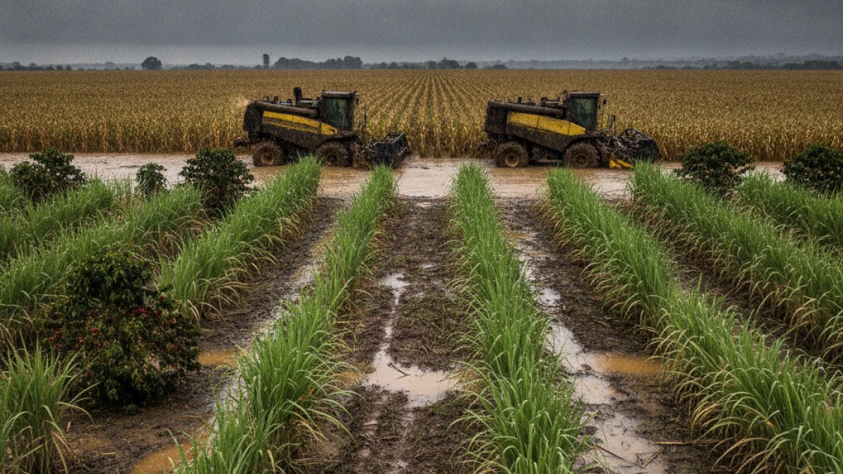 Imagem ilustrativa da notícia: Chuvas Intensas Ameaçam Colheitas de Cana, Café e Milho no Brasil, Alerta Rural Clima