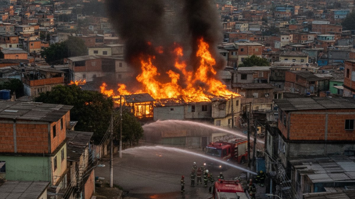 Imagem ilustrativa da notícia: Incêndio de Grandes Proporções Devasta Área em Paraisópolis, Zona Sul de São Paulo